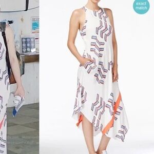 Rachel Roy white dress with blue and red patterns (size medium)